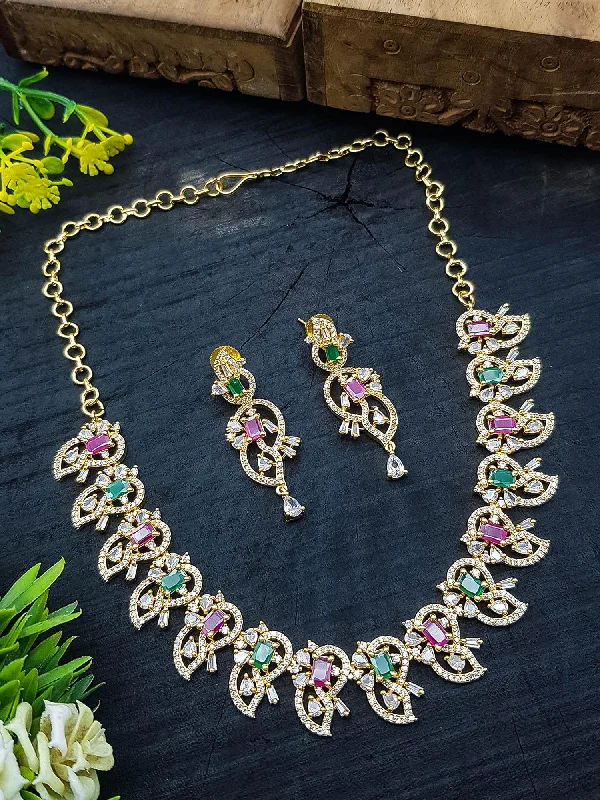 The Biggest Jewelry Sale Of The Year Is Here Gold finish Evergreen Trending designs Short AD Necklace set The Biggest Jewelry Sale Of The Year Is Here Gold finish Evergreen Trending designs Short AD Necklace set