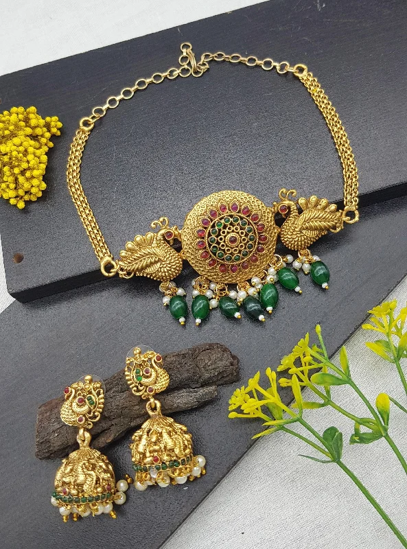 Flash Sale On Elegant Jewelry – Don't Miss Out Gold Plated Cute Half Choker Necklace Set with AD Stones Flash Sale On Elegant Jewelry – Don't Miss Out Gold Plated Cute Half Choker Necklace Set with AD Stones