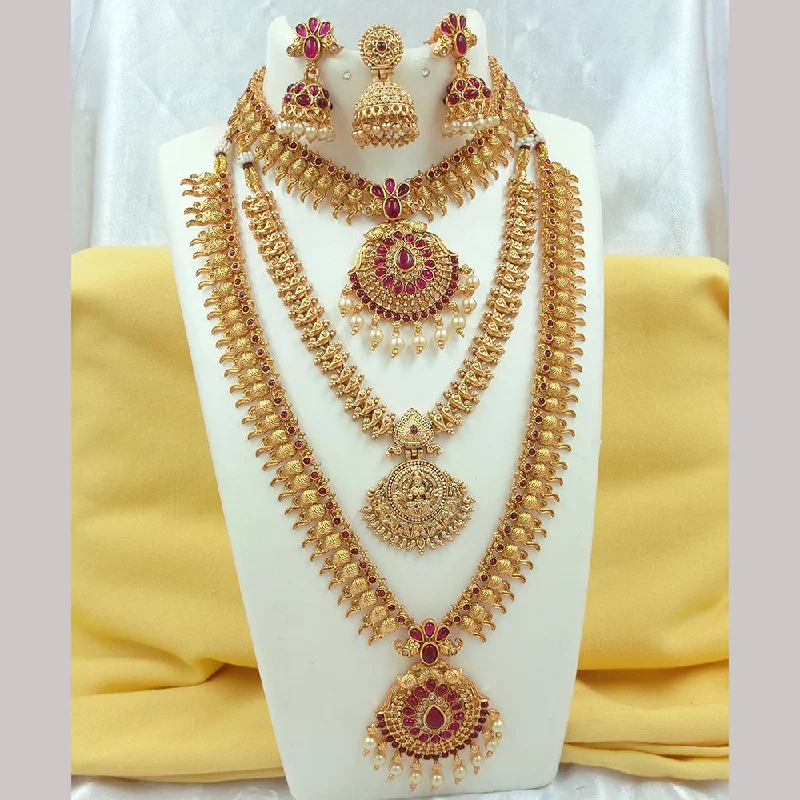 Chic And Stylish Jewelry At Exclusive Prices Joyful Jewel Art Matte Gold Plated Pota Stone Temple Long Necklace Combo Chic And Stylish Jewelry At Exclusive Prices Joyful Jewel Art Matte Gold Plated Pota Stone Temple Long Necklace Combo