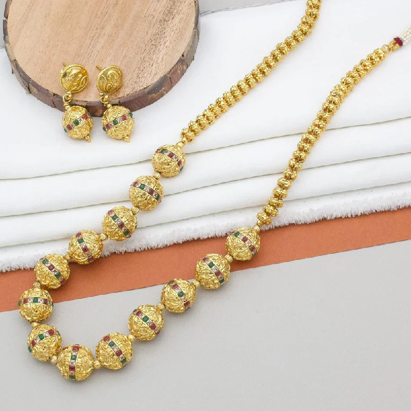 Must-Have Jewelry At Unbelievable Discounts Kavita Art Gold Plated Pota Stone And Pearls Long Necklace Set Must-Have Jewelry At Unbelievable Discounts Kavita Art Gold Plated Pota Stone And Pearls Long Necklace Set