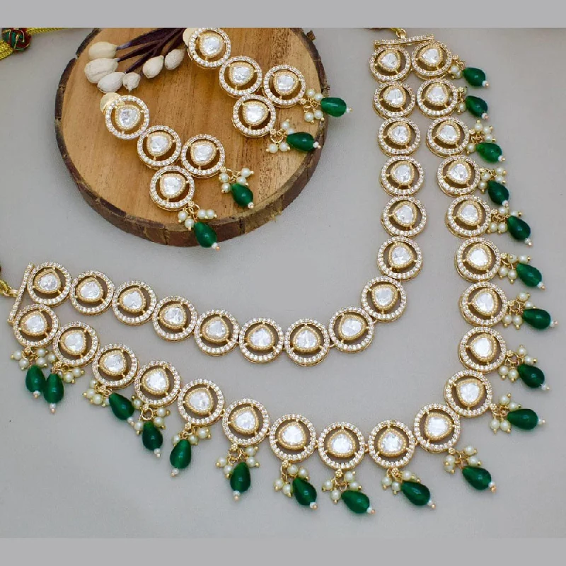 Buy More, Save More – Special Jewelry Discounts Manisha Jewellery Gold Plated Kundan Stone And Beads Double Layer Necklace Set Buy More, Save More – Special Jewelry Discounts Manisha Jewellery Gold Plated Kundan Stone And Beads Double Layer Necklace Set