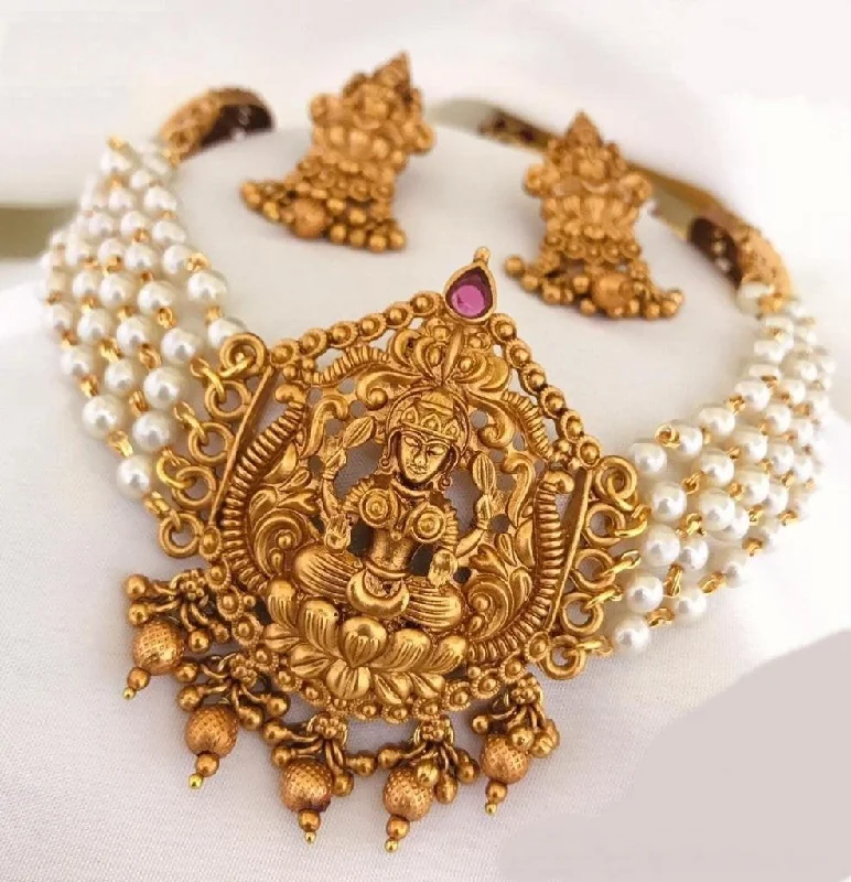 Personalized Jewelry Sale – Meaningful Gifts At Great Prices Premium Gold Finish Best seller Short Laxmi Choker Necklace Set with Pearl strin Personalized Jewelry Sale – Meaningful Gifts At Great Prices Premium Gold Finish Best seller Short Laxmi Choker Necklace Set with Pearl strin