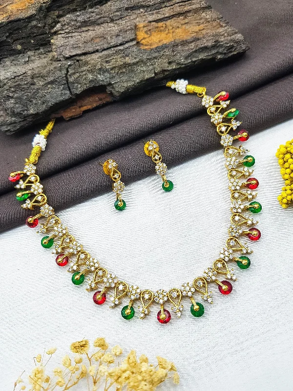 Unique Jewelry For Less – Shop The Sale Now Premium Sayara Collection Diamond Like Necklace set with Multi Colour Stones Unique Jewelry For Less – Shop The Sale Now Premium Sayara Collection Diamond Like Necklace set with Multi Colour Stones