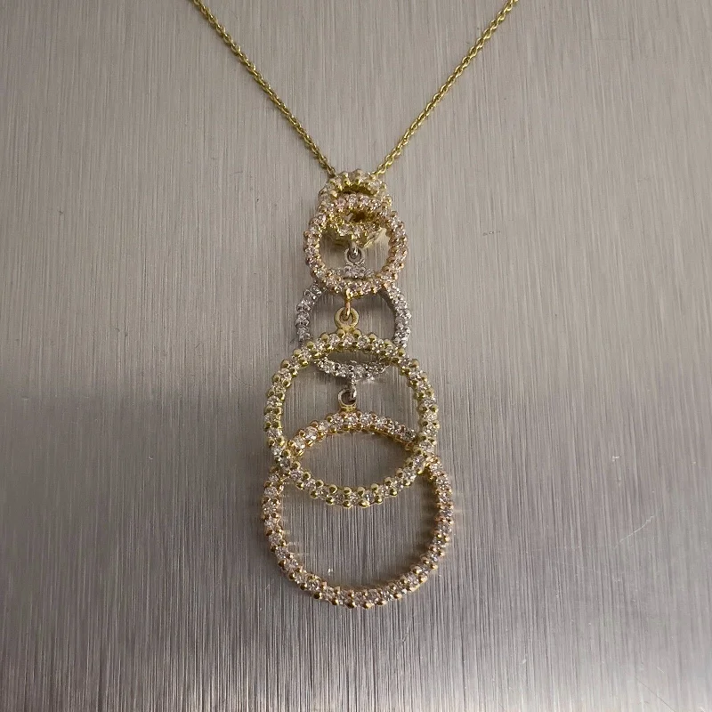 Unique Jewelry Designs Now At Discounted Rates Roberto Coin 18k White, Yellow & Rose Gold Diamond Five Circlet Pendant Necklace