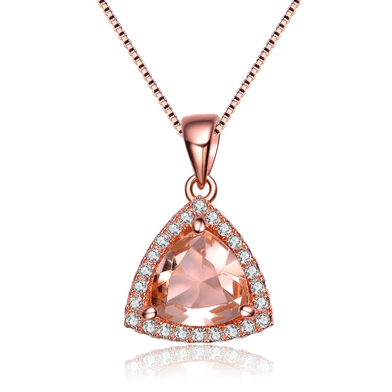 Flash Sale On Elegant Jewelry – Don't Miss Out Rose Gold Overlay Champagne Cubic Zirconia Triangle Necklace Flash Sale On Elegant Jewelry – Don't Miss Out Rose Gold Overlay Champagne Cubic Zirconia Triangle Necklace