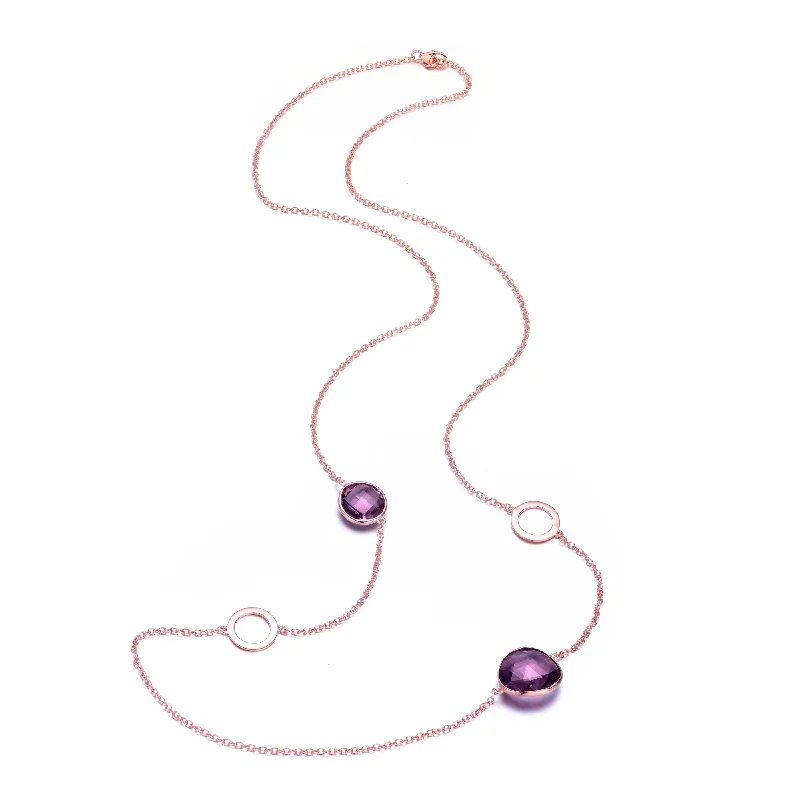 Elegant Necklaces And Bracelets At Limited-Time Offers Rose Gold Plated Purple Cubic Zirconia Charm Necklace Elegant Necklaces And Bracelets At Limited-Time Offers Rose Gold Plated Purple Cubic Zirconia Charm Necklace