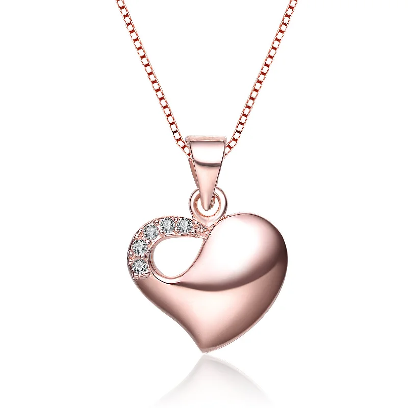 Everyday Jewelry Essentials Now On Sale Rose-plated Cubic Zirconia Heart Necklace