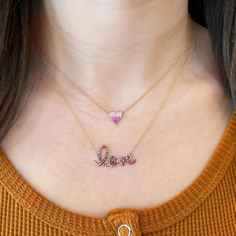 Unmissable Jewelry Clearance – Final Reductions Sapphire Gradient Mini Pink Diamond Heart Pendant Necklace Unmissable Jewelry Clearance – Final Reductions Sapphire Gradient Mini Pink Diamond Heart Pendant Necklace