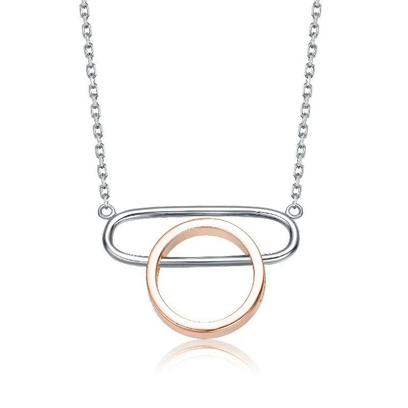 Glamorous Jewelry, Glamorous Deals – Shop Now Elegant Sterling Silver with Rose Gold Halo Pendant Necklace Glamorous Jewelry, Glamorous Deals – Shop Now Elegant Sterling Silver with Rose Gold Halo Pendant Necklace