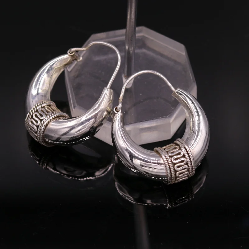 Personalized Engraved Jewelry For Meaningful Gifts 925 sterling silver ethnic hoops earrings kundal bali vintage design customized tribal belly dance custom made jewelry from india s856 Personalized Engraved Jewelry For Meaningful Gifts 925 sterling silver ethnic hoops earrings kundal bali vintage design customized tribal belly dance custom made jewelry from india s856
