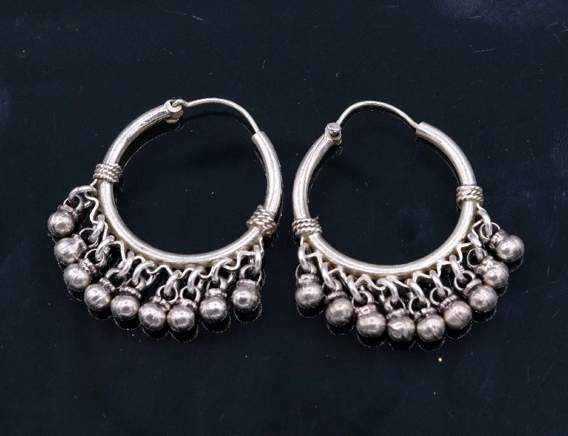 Exclusive Jewelry Sale – Sparkle For Less 925 Sterling silver handmade fabulous hoops earrings with hanging bells amazing antique designer earrings jewelry for girl's s334 Exclusive Jewelry Sale – Sparkle For Less 925 Sterling silver handmade fabulous hoops earrings with hanging bells amazing antique designer earrings jewelry for girl's s334