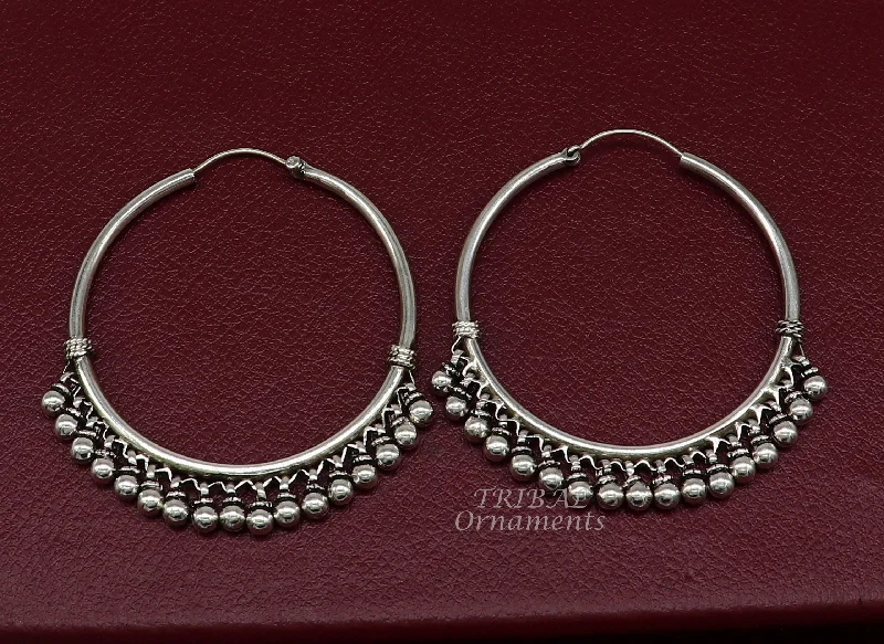 Delicate Crystal Jewelry For Sophisticated Charm 925 sterling silver handmade hoop earring elegant delegate Bali, hanging bells, hook, hoop gifting gorgeous tribal customized jewelry s1116 Delicate Crystal Jewelry For Sophisticated Charm 925 sterling silver handmade hoop earring elegant delegate Bali, hanging bells, hook, hoop gifting gorgeous tribal customized jewelry s1116