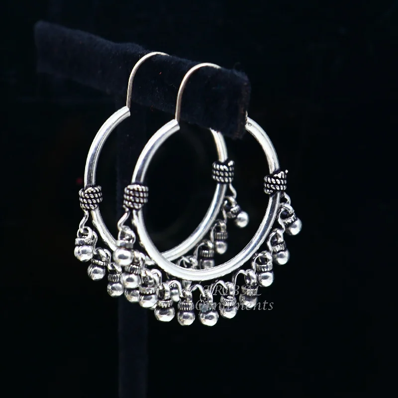 Special Offers On Handcrafted And Designer Jewelry 925 sterling silver handmade hoop earring, fabulous Bali, hanging bells, hook, hoop gifting gorgeous tribal customized jewelry s1037 Special Offers On Handcrafted And Designer Jewelry 925 sterling silver handmade hoop earring, fabulous Bali, hanging bells, hook, hoop gifting gorgeous tribal customized jewelry s1037