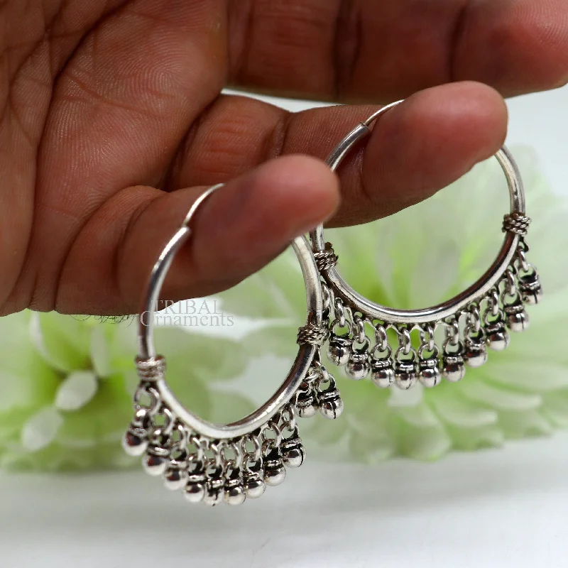 Luxury Jewelry Sale – Sparkle For Less 925 sterling silver handmade hoop earring, fabulous Bali, hanging bells, hook, hoop gifting gorgeous tribal customized jewelry s368 Luxury Jewelry Sale – Sparkle For Less 925 sterling silver handmade hoop earring, fabulous Bali, hanging bells, hook, hoop gifting gorgeous tribal customized jewelry s368