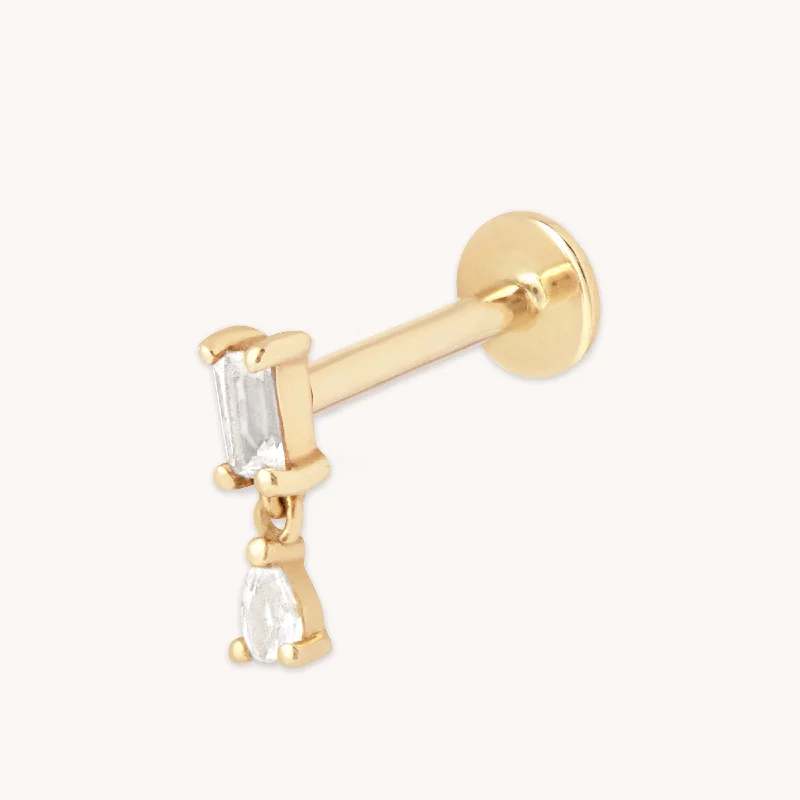 Luxury Meets Affordability – Jewelry Sale Live Now Baguette Charm Piercing Stud in Solid Gold