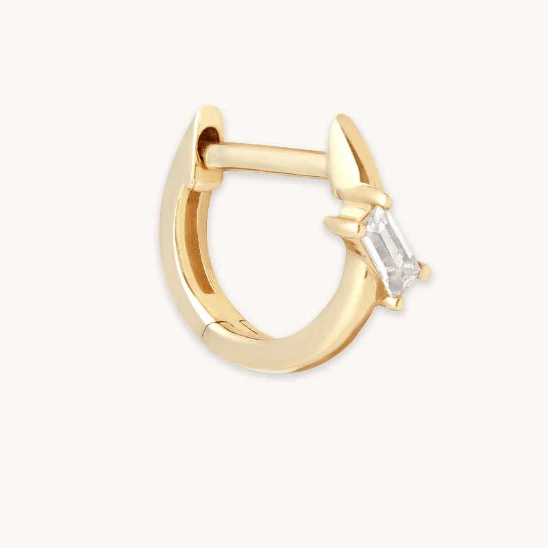 Get The Sparkle You Love At Prices You Adore Baguette Piercing Hoop in Solid Gold