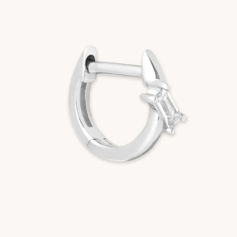 Accessorize For Less – Luxury Jewelry At Affordable Prices Baguette Piercing Hoop in Solid White Gold Accessorize For Less – Luxury Jewelry At Affordable Prices Baguette Piercing Hoop in Solid White Gold
