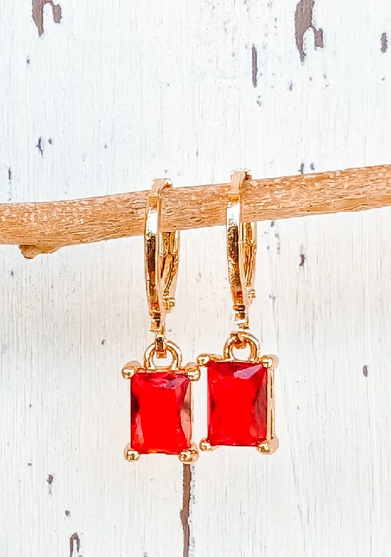 Limited Stock On Premium Jewelry At Low Prices Beautiful Gold and Red Gem Huggies