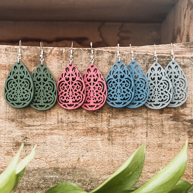 Flash Sale On Stunning Jewelry – Don't Miss Out Set of Four Beautiful Carved Wood Earrings