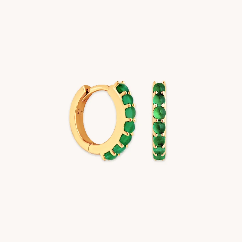 Best-Selling Jewelry Now Available At Special Deals Chrysoprase Huggies in Gold