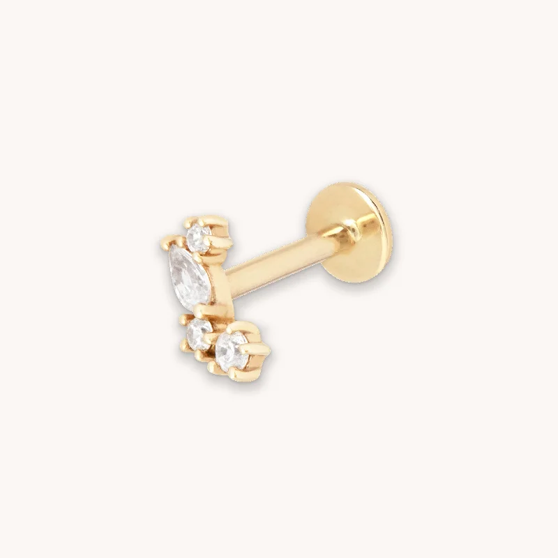 Elevate Your Outfit With Discounted Statement Jewelry Cluster Marquise Piercing Stud in Solid Gold Elevate Your Outfit With Discounted Statement Jewelry Cluster Marquise Piercing Stud in Solid Gold