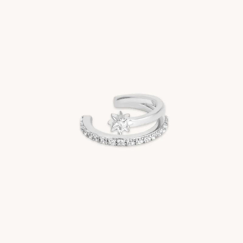 Limited Stock On Premium Jewelry At Low Prices Cosmic Illusion Crystal Ear Cuff in Silver Limited Stock On Premium Jewelry At Low Prices Cosmic Illusion Crystal Ear Cuff in Silver