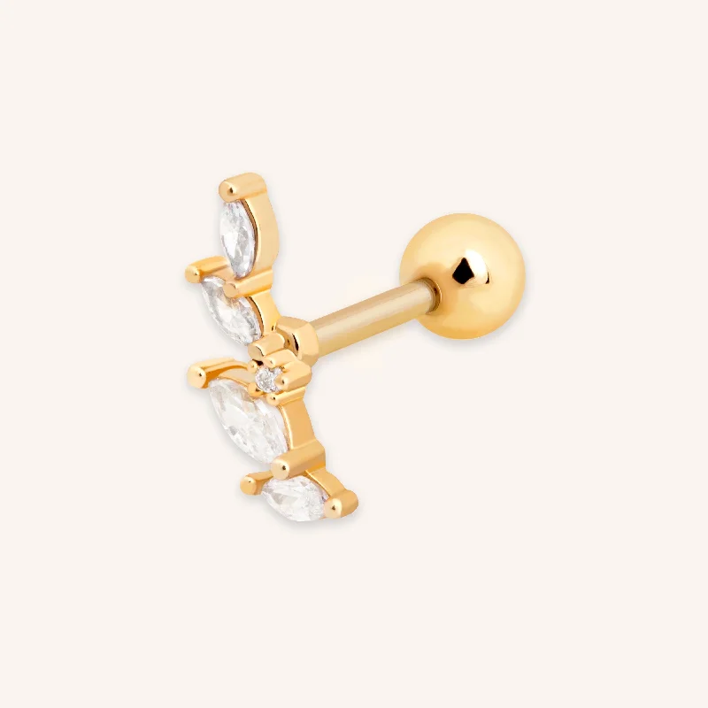 Luxury Handcrafted Jewelry For Elegant Looks Crystal Barbell in Gold