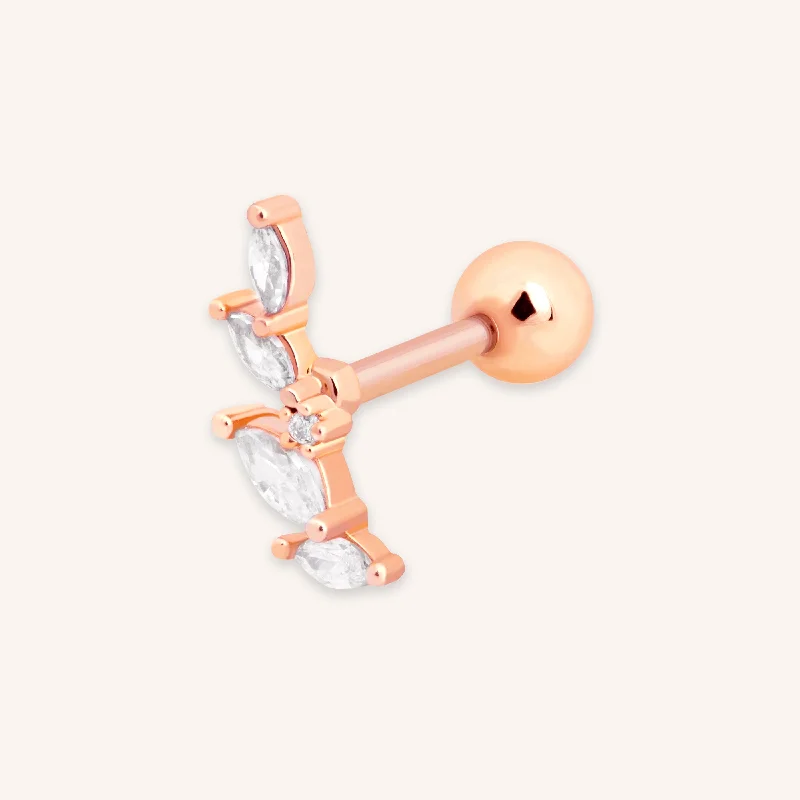 Trendy Minimalist Jewelry For Everyday Wear Crystal Barbell in Rose Gold