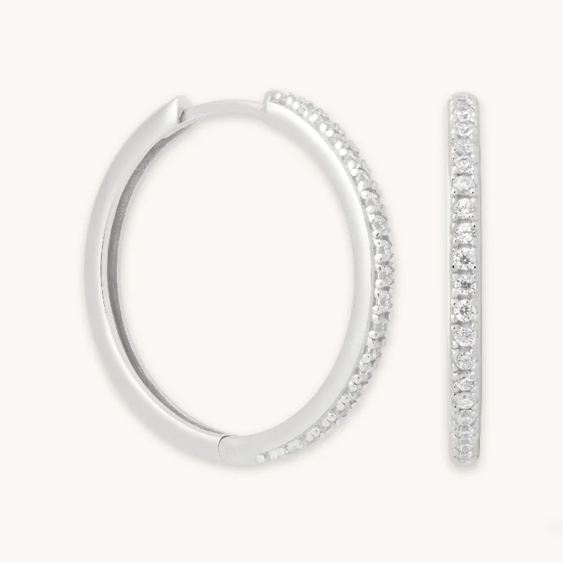Affordable Gold-Plated Jewelry For Modern Fashion Essential Crystal Large Hoops in Silver Affordable Gold-Plated Jewelry For Modern Fashion Essential Crystal Large Hoops in Silver
