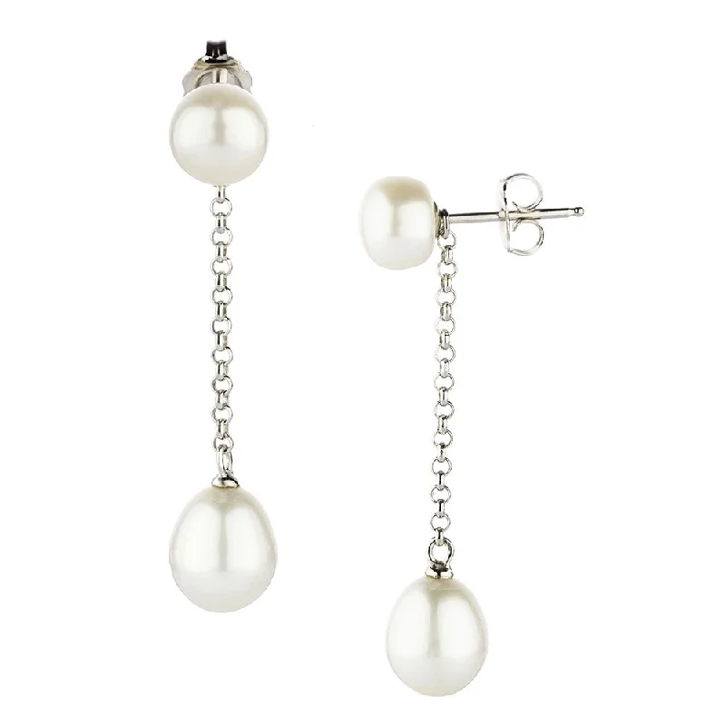 Luxury Jewelry At Unbeatable Discounts Cultured freshwater pearl drop earrings in sterling silver