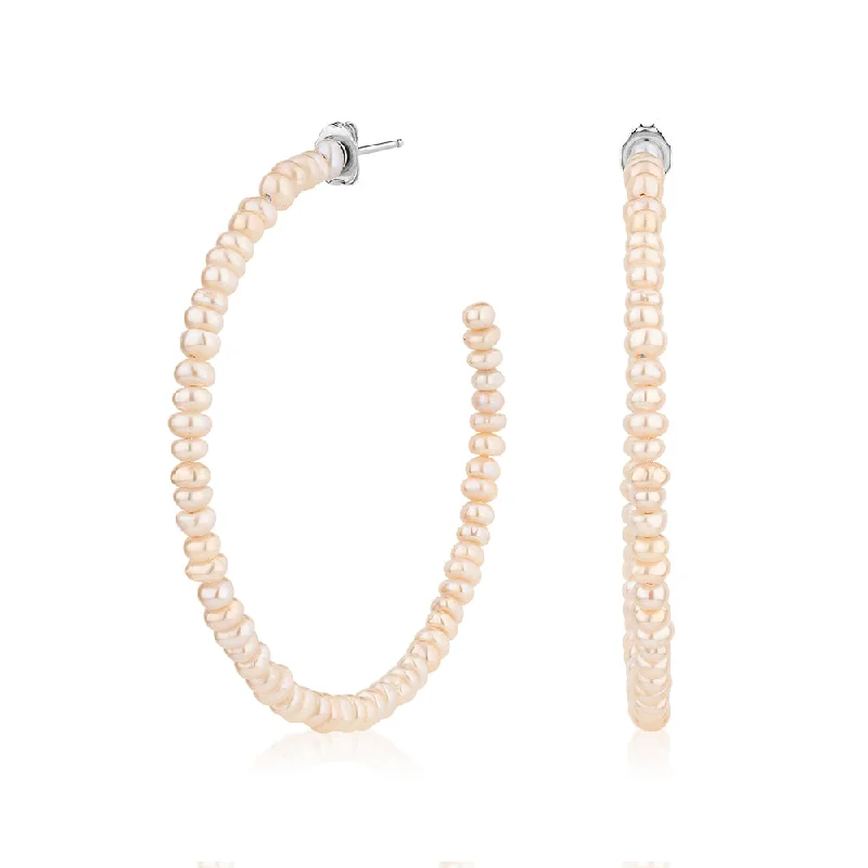 Fashion-Forward Geometric Jewelry For Contemporary Style Cultured freshwater pearl hoop earrings in sterling silver Fashion-Forward Geometric Jewelry For Contemporary Style Cultured freshwater pearl hoop earrings in sterling silver