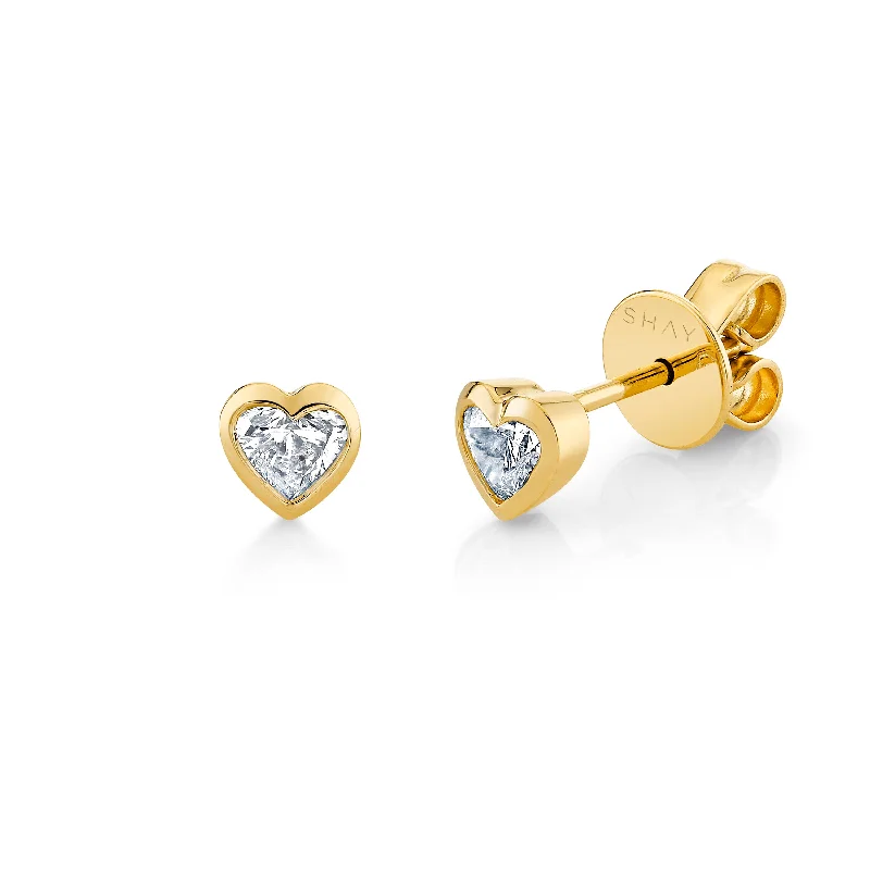 Dainty Floral Jewelry For Feminine Elegance DIAMOND BEZEL BABY HEART STUDS