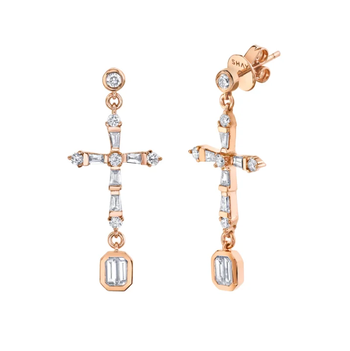 Limited-Stock Jewelry Sale – Once It's Gone, It's Gone DIAMOND CROSS DROP EARRINGS