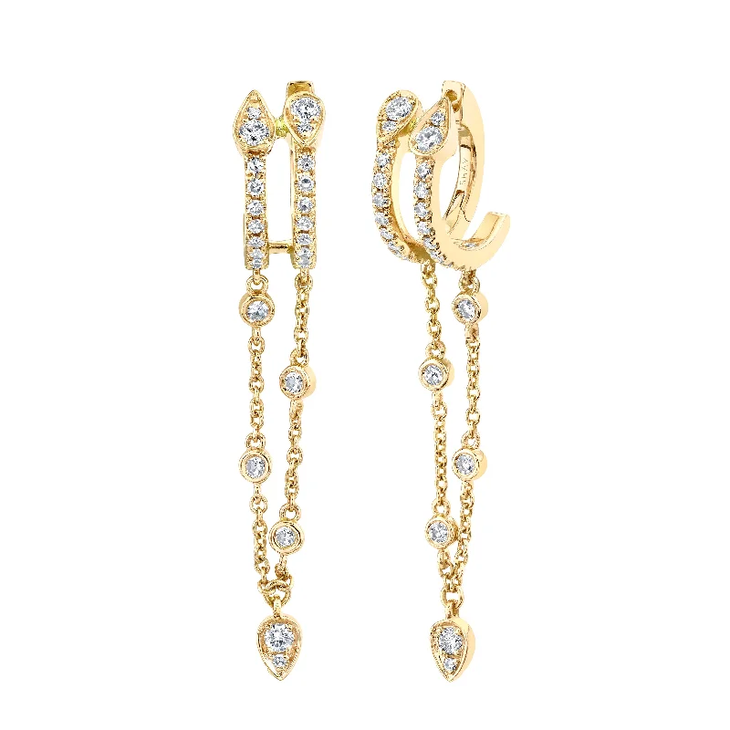 Limited Stock On Premium Jewelry At Low Prices DIAMOND DOUBLE FRINGE PEAR DROP HUGGIES Limited Stock On Premium Jewelry At Low Prices DIAMOND DOUBLE FRINGE PEAR DROP HUGGIES