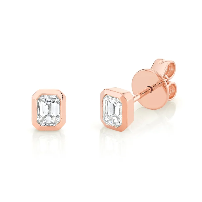 Trending Jewelry Now Available At Exclusive Prices DIAMOND EMERALD CUT BEZEL STUDS