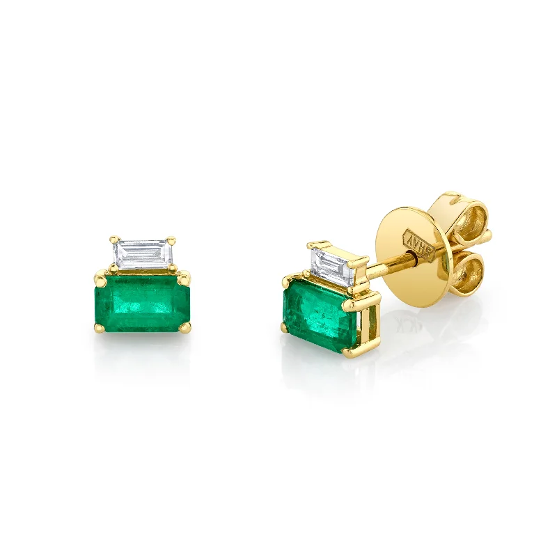 Stunning Jewelry Pieces At The Lowest Prices Ever DIAMOND & EMERALD TWO STEP STUDS