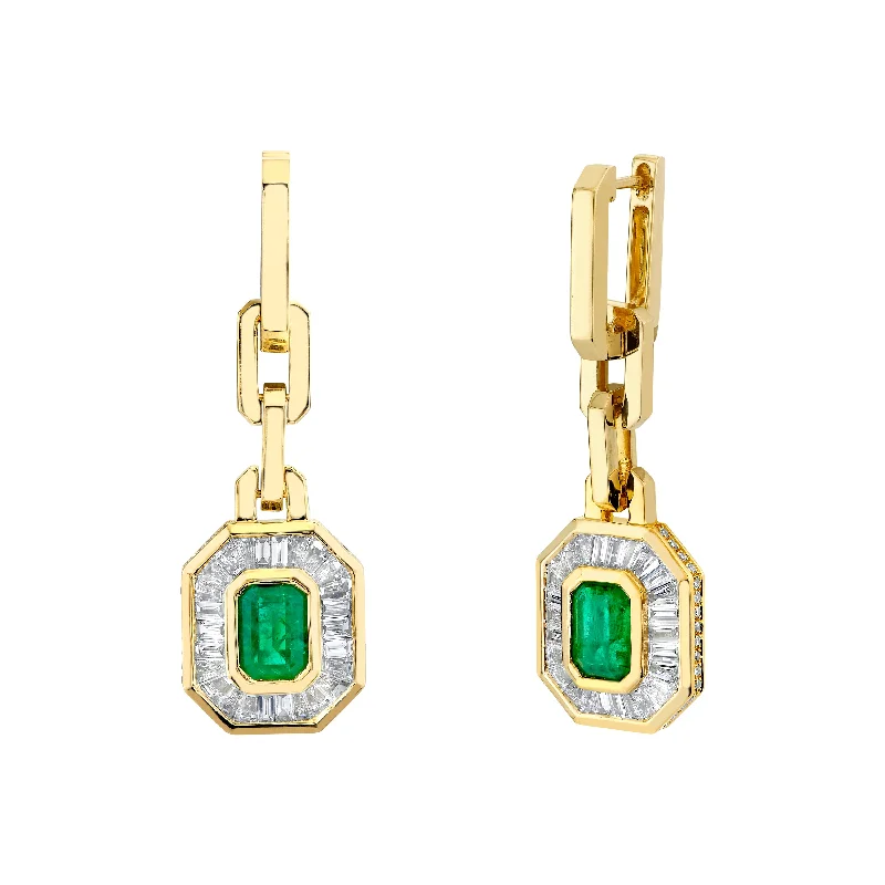 Shop Fine Jewelry With Amazing Deals EMERALD & DIAMOND HALO MINI DECO EARRINGS