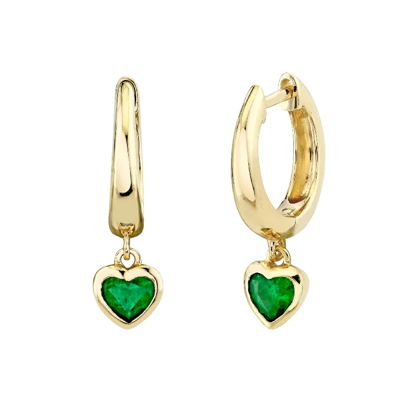 Exclusive Jewelry Sale – Grab Timeless Pieces Now EMERALD HEART DROP HUGGIES