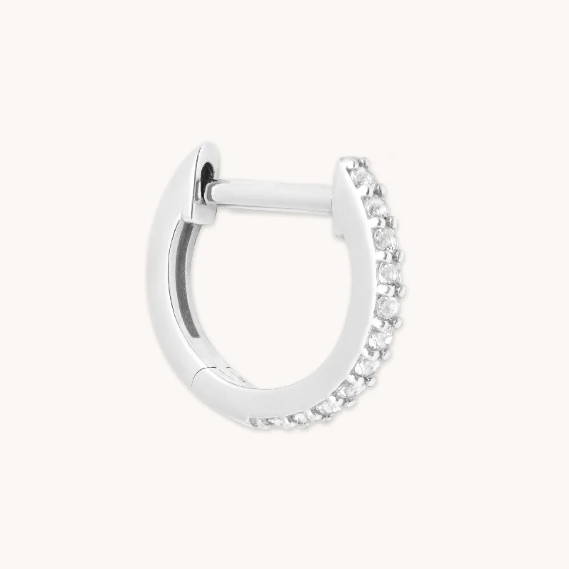 Luxury Jewelry Without The Luxury Price Tag Gem Piercing Hoop in Solid White Gold