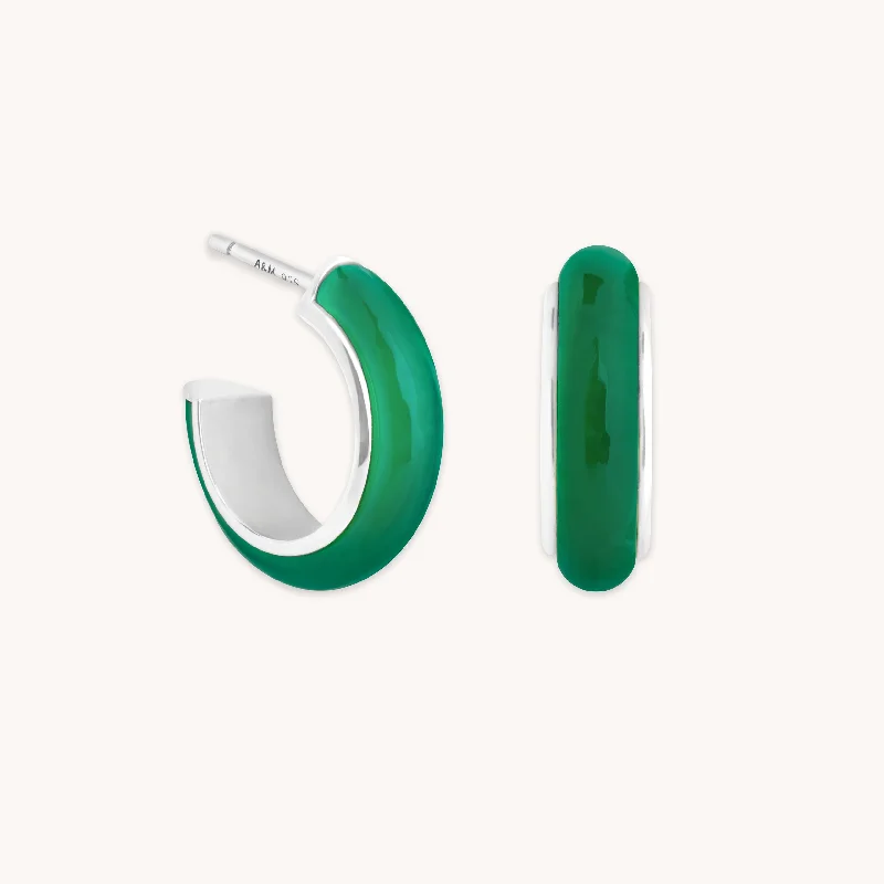 Exclusive Jewelry Discounts – Shop Now For Savings Green Onyx Carved Stone Hoops in Silver Exclusive Jewelry Discounts – Shop Now For Savings Green Onyx Carved Stone Hoops in Silver