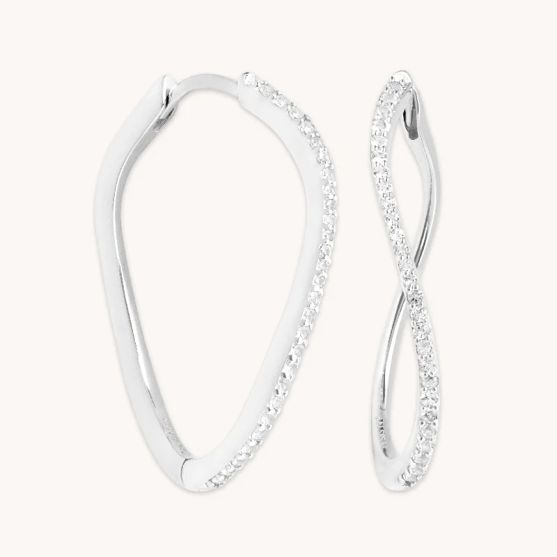 Trending Jewelry Styles Now At Limited-Time Discounts Infinite Topaz Pavé Hoops in Solid White Gold Trending Jewelry Styles Now At Limited-Time Discounts Infinite Topaz Pavé Hoops in Solid White Gold