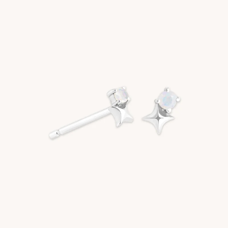 Unmissable Jewelry Sale – Shop Before It's Too Late June Moonstone Birthstone Earrings in Solid White Gold