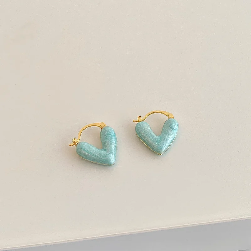 Flash Sale On Exquisite Jewelry – Don't Miss Out Gold Hoop Earrings with Turquoise Heart Charms jlt11727 Flash Sale On Exquisite Jewelry – Don't Miss Out Gold Hoop Earrings with Turquoise Heart Charms jlt11727