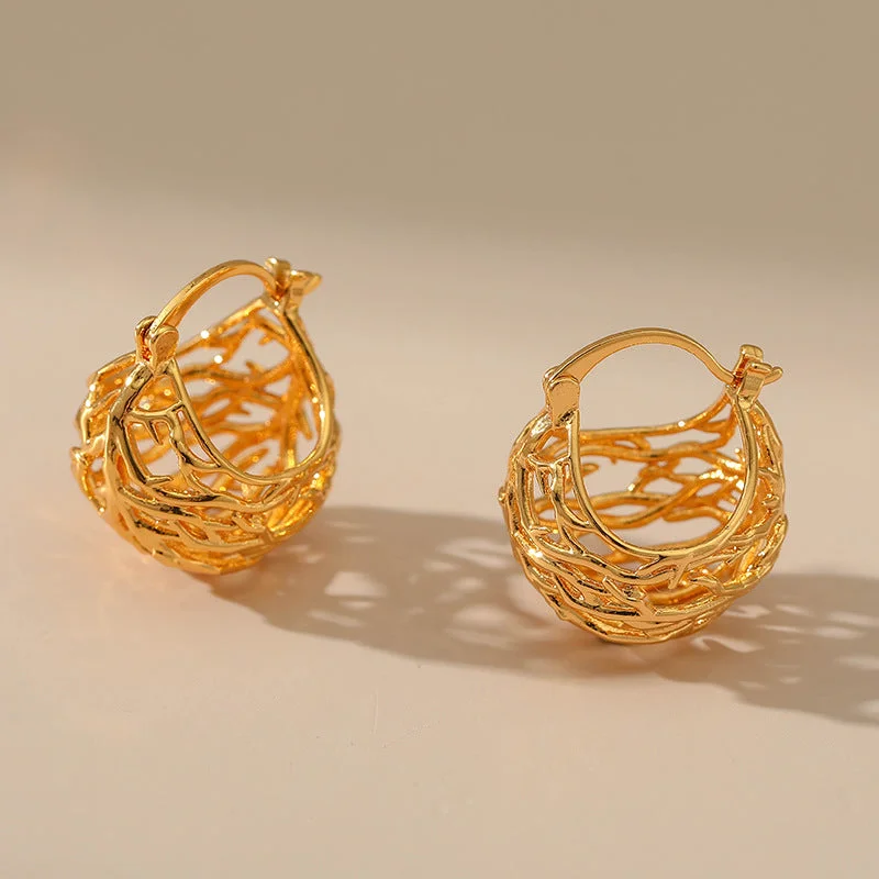 Premium Diamond Jewelry For Unforgettable Moments Unique Gold-Plated Openwork Hoop Earrings jlt11736 Premium Diamond Jewelry For Unforgettable Moments Unique Gold-Plated Openwork Hoop Earrings jlt11736