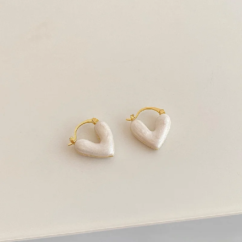 Elevate Your Jewelry Collection With Limited-Time Savings Gold Hoop Earrings with White Heart Charms jlt11726 Elevate Your Jewelry Collection With Limited-Time Savings Gold Hoop Earrings with White Heart Charms jlt11726