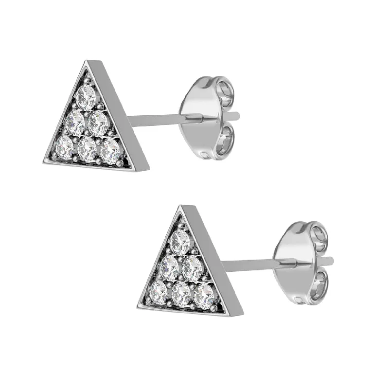 Discounted Luxury Jewelry – Shine Without The Splurge Mister Pavé Triangle Stud Earring Discounted Luxury Jewelry – Shine Without The Splurge Mister Pavé Triangle Stud Earring