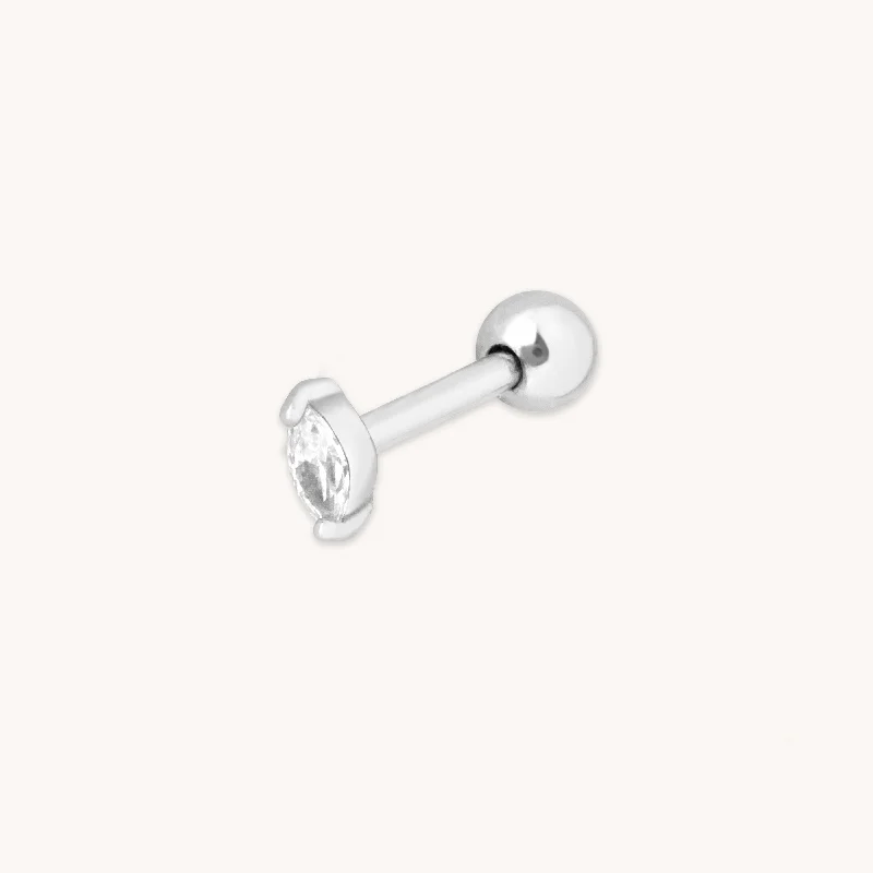 Your Perfect Accessory Now At The Best Price Navette Crystal Barbell in Silver