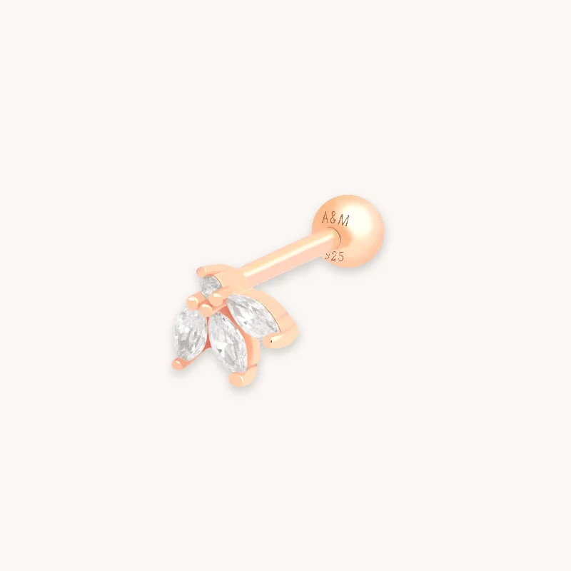 Bohemian-Inspired Jewelry For Free-Spirited Fashion Navette Fan Barbell Earring in Rose Gold Bohemian-Inspired Jewelry For Free-Spirited Fashion Navette Fan Barbell Earring in Rose Gold