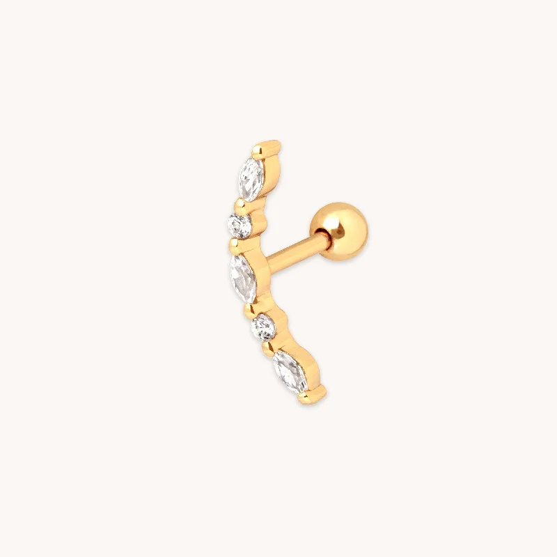 Your Dream Jewelry At Dream Prices Navette Crystal Curved Barbell in Gold