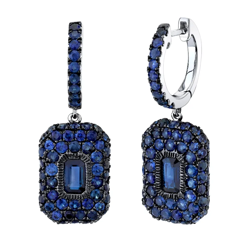 Discounted Luxury Jewelry – Shine Without The Splurge BLUE SAPPHIRE PAVE BAGUETTE DROP EARRINGS Discounted Luxury Jewelry – Shine Without The Splurge BLUE SAPPHIRE PAVE BAGUETTE DROP EARRINGS